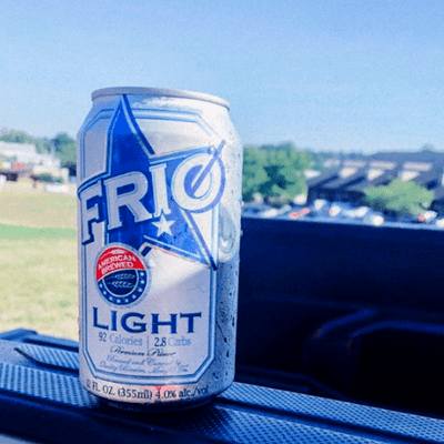 Enjoy FRIO light beer can on Truck