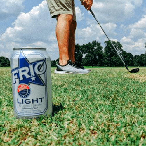 Enjoy Light FRIO beer while playing golf
