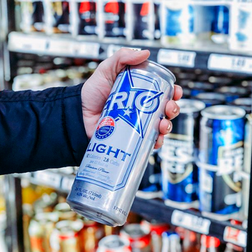 Enjoy FRIO Low Calorie 24 oz Beer Can in Hand